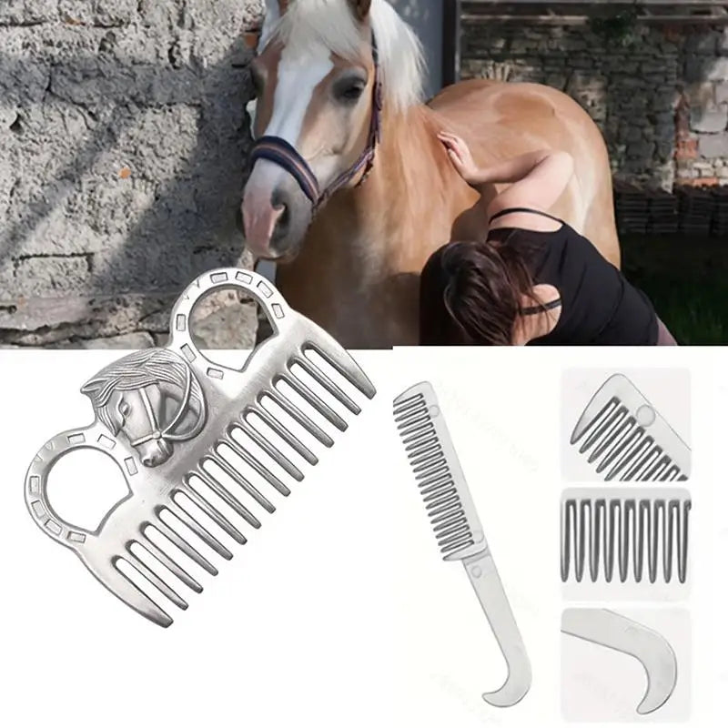 Aluminum Horse Curry Comb – Metal Mane & Tail Grooming Tool