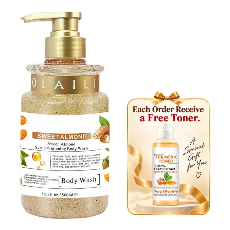 Sweet Almond Body Scrub Shower Gel 500ml – Exfoliating Body Wash