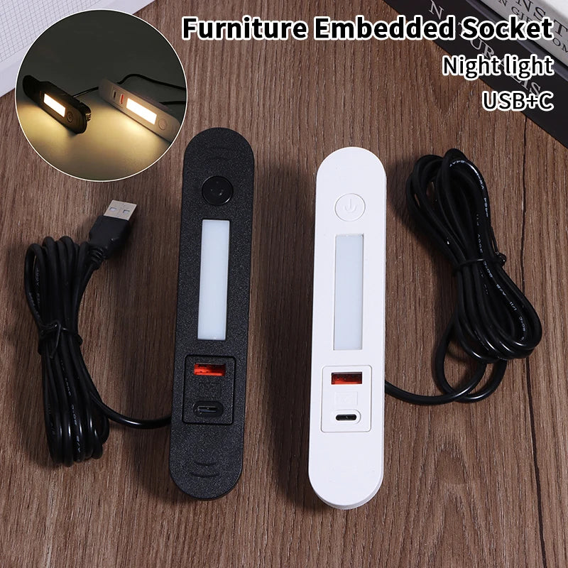 Embedded Night Light Socket – USB & Type-C Charging Ports