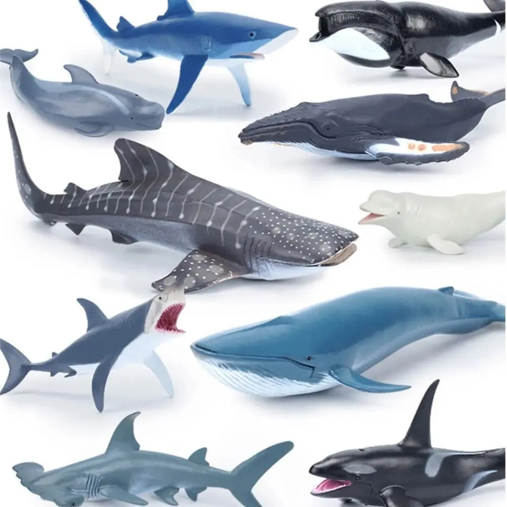Ocean Marine Animal PVC Figurines – Shark & Whale Edu Toys