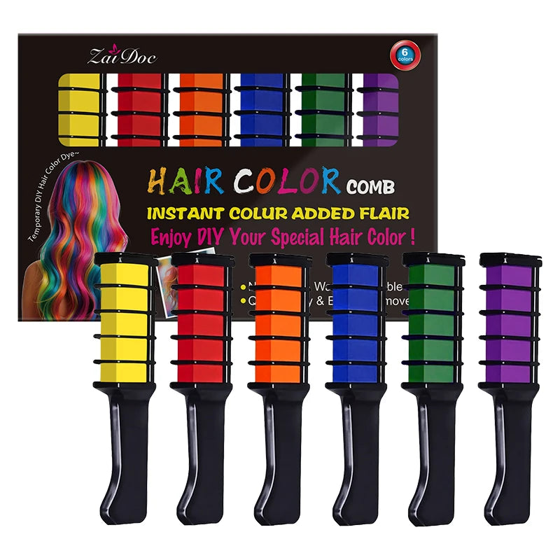 Temporary Hair Dye Color Comb – 6 Colors Root Touch-Up