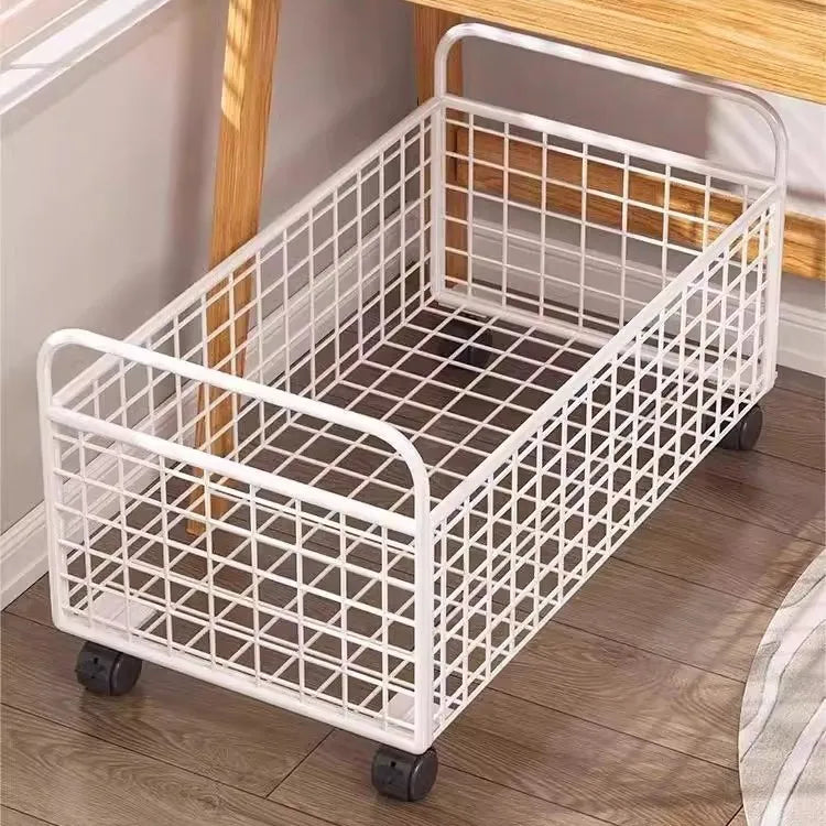 Under Desk Book Organizer – 360° Rotatable Metal Storage Box