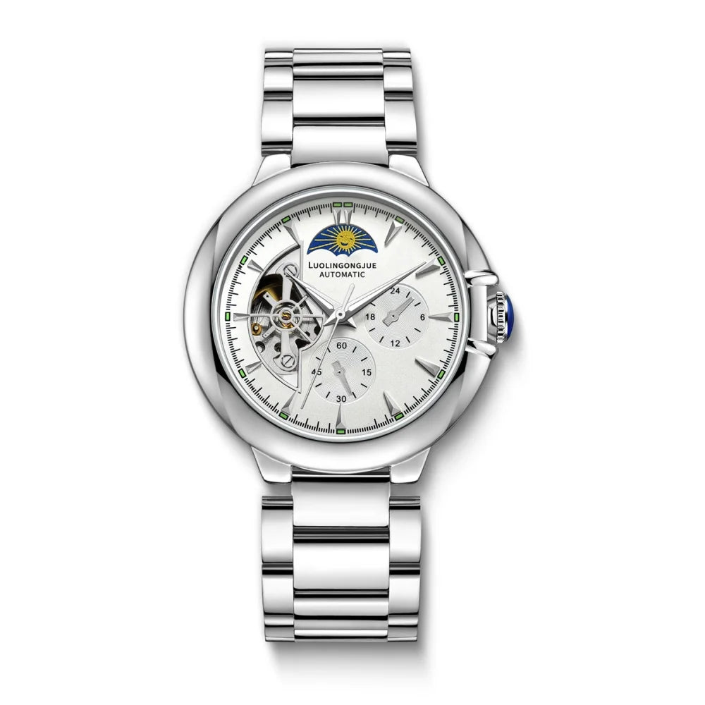 Skeleton Automatic Men's Mechanical Watch | Luminous Steel Band
