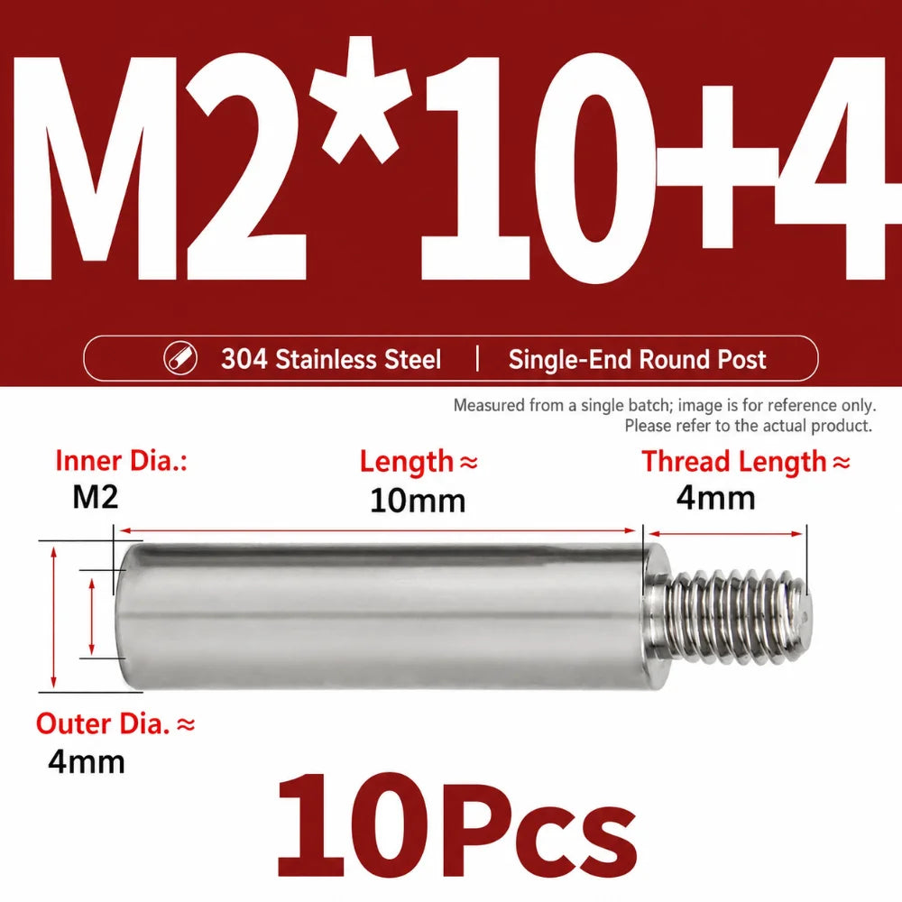 M2–M10 304 Stainless Steel PCB Standoff Spacer Pillars – 10 Pack