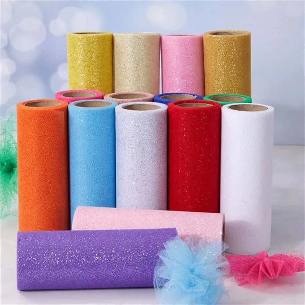 Glitter Sequin Mesh Fabric Roll – 10 Yards Tulle for DIY