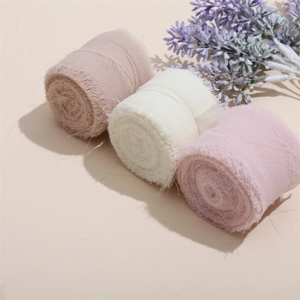 3-Roll Fringe Chiffon Ribbon – 5m DIY Wedding & Craft Décor