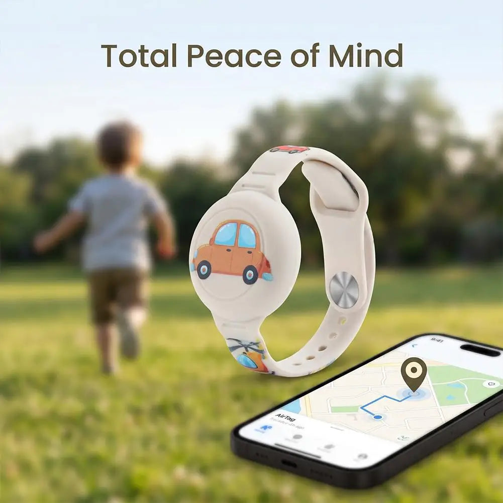 Kids Silicone AirTag Wristband – Waterproof Tracker Bracelet