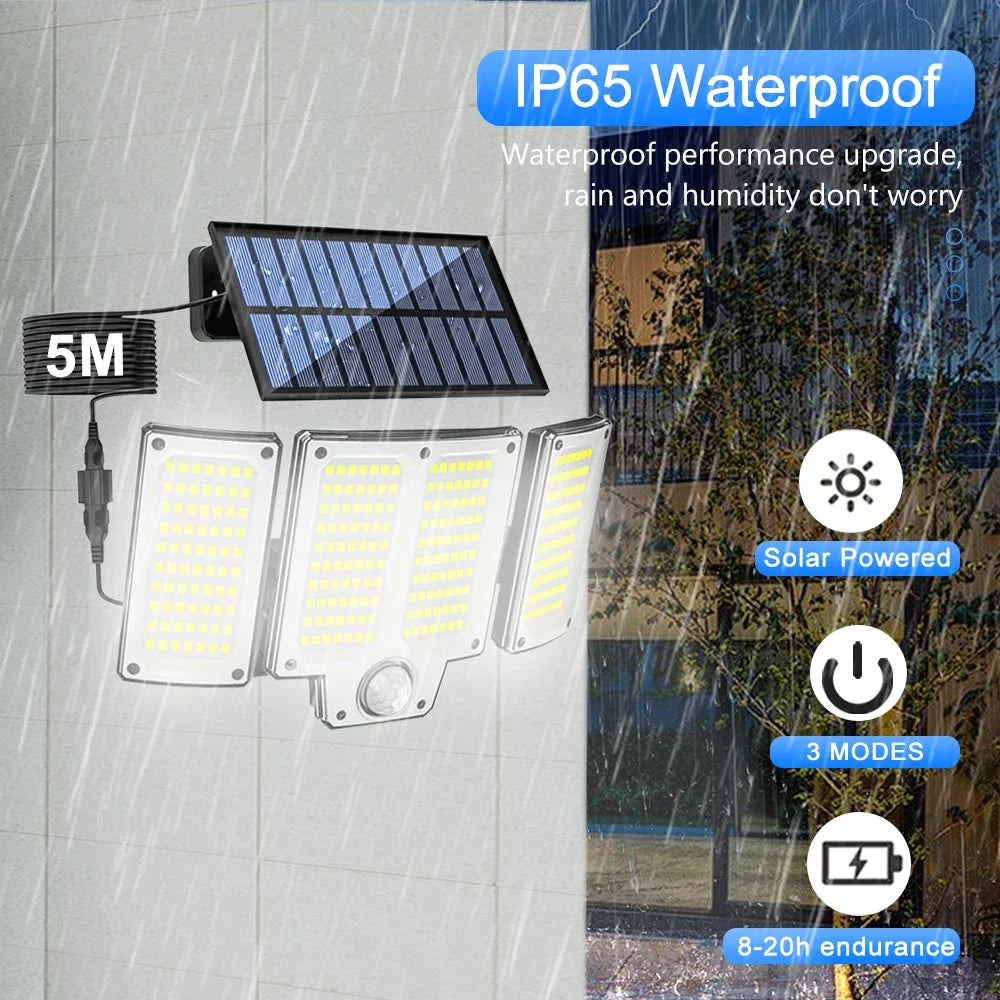 Solar Wall Light Outdoor Motion Sensor 106/234/280 LED Flood Lamp