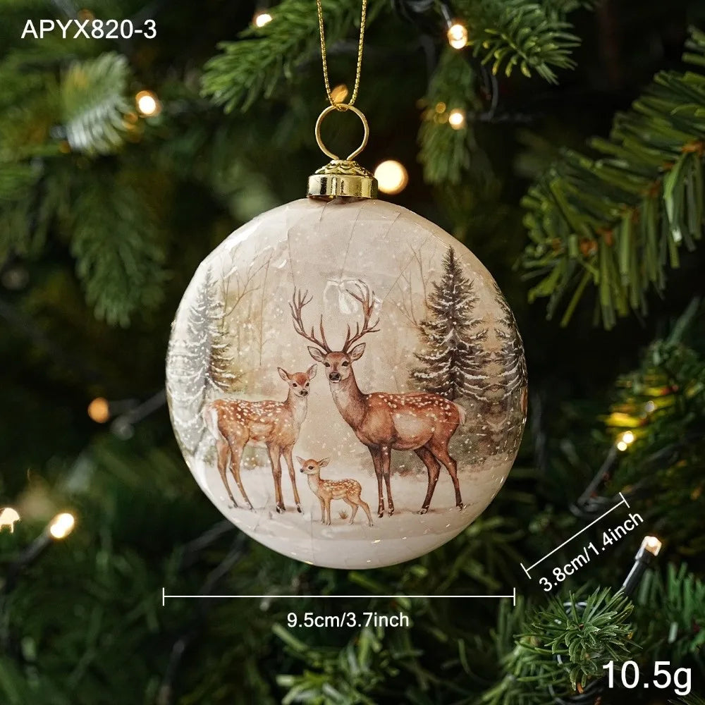 Vintage Flat Round Foam Christmas Ornaments | Paper Print