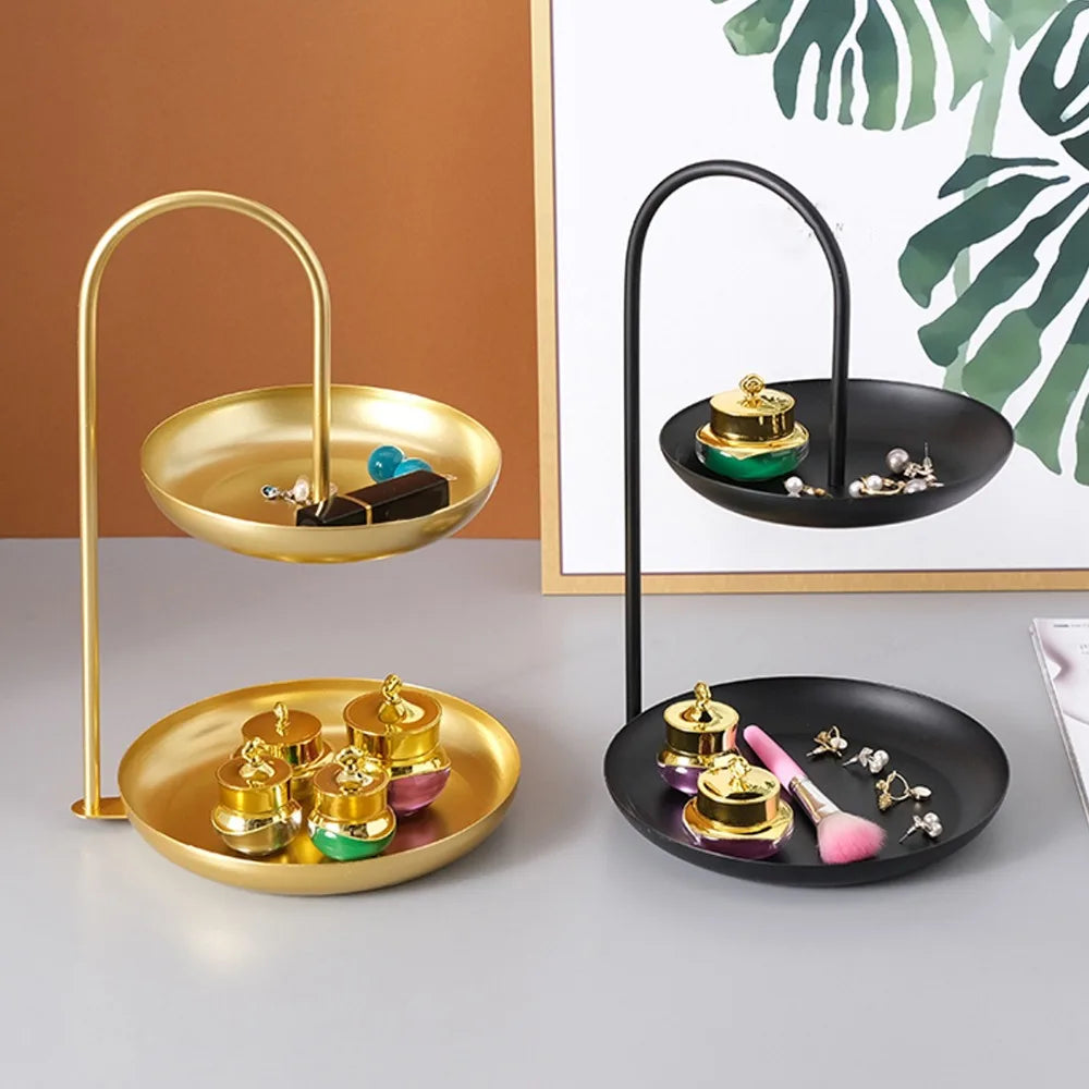 Dual Tier Iron Serving Tray – Fruit & Snack Display Stand