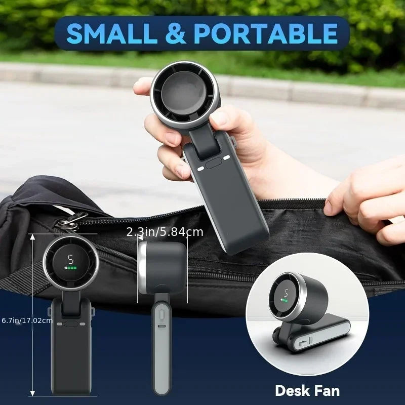 SAMMY 180° Mini Portable Fan – 5 Speeds, USB Rechargeable