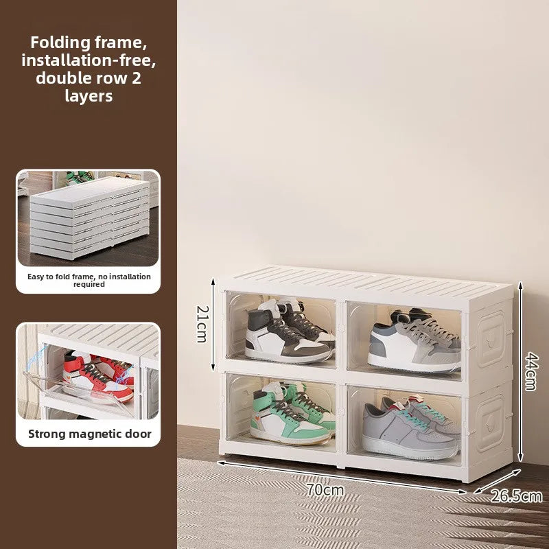 Multi-Tier Clear Shoe Rack – Dust-Proof Transparent Cabinet
