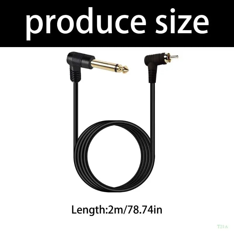 RCA to 6.35mm Stereo Cable 2M – Gold-Tipped Right-Angle Cord