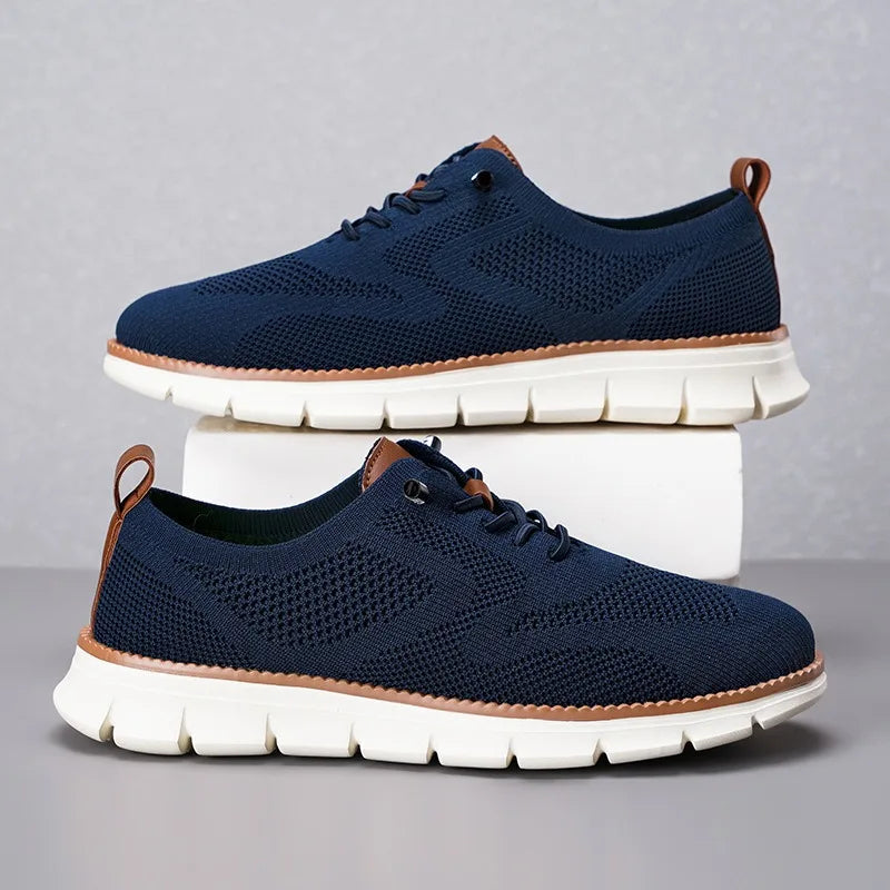 Men's Brogue Dress Sneakers – Breathable Cushioned Casual Shoes