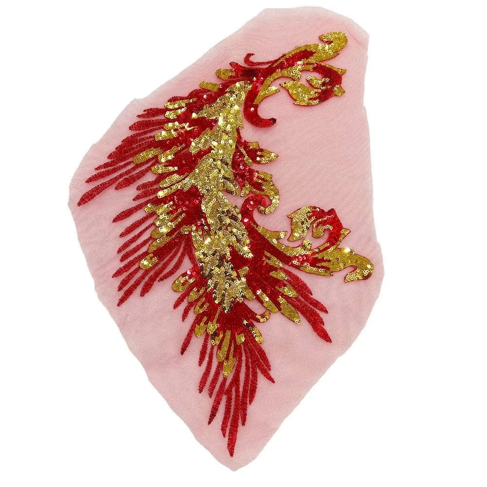 Sequin Phoenix Feather Embroidery Patch – DIY Sew-On Appliqué