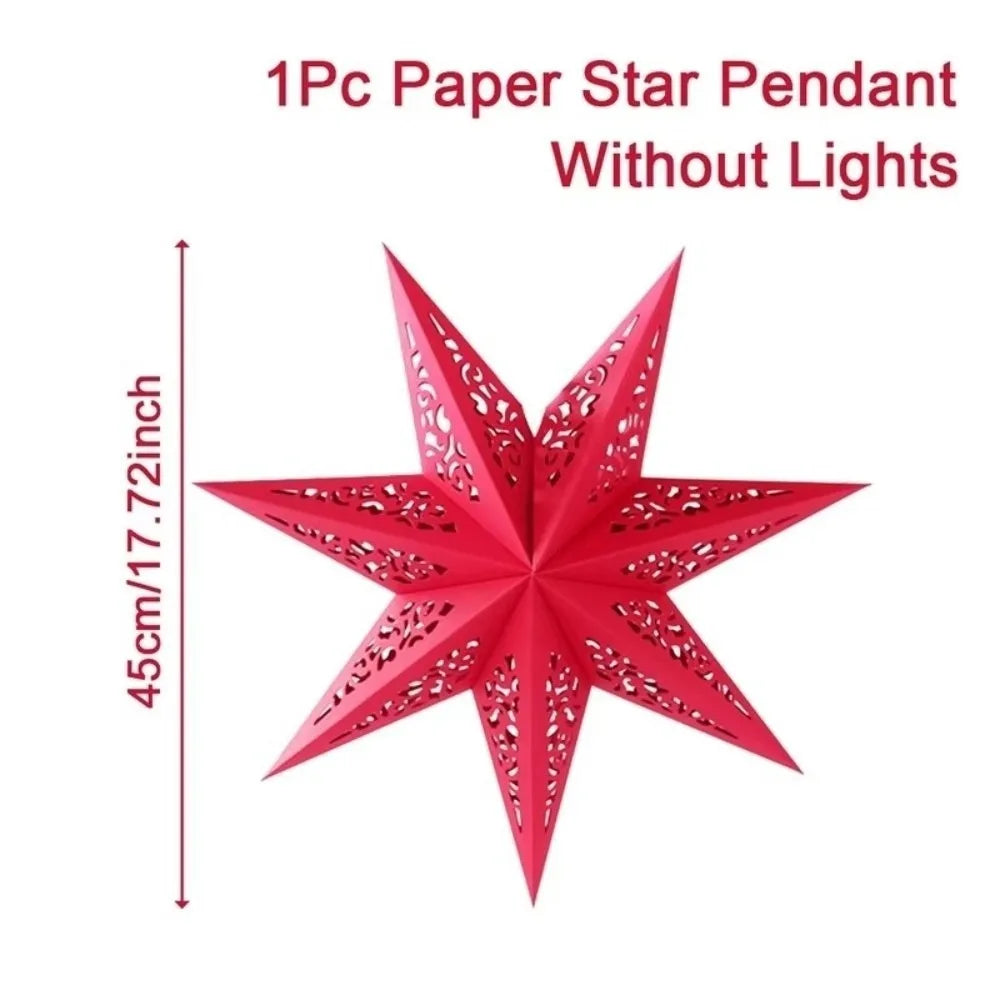 Star Shape Paper Christmas Lampshade 45cm Hollow Pendant