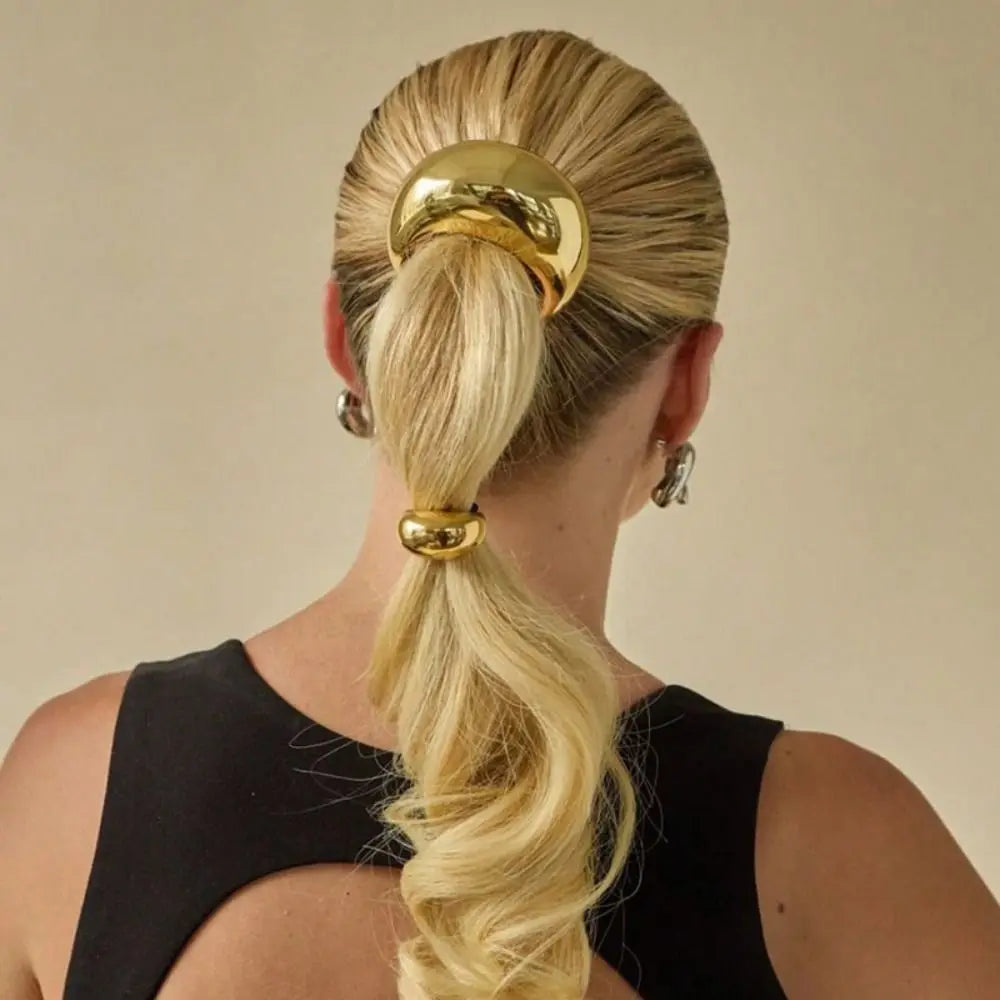 U-Shaped Gold Metal Hair Ties – Geometric Ponytail Holder
