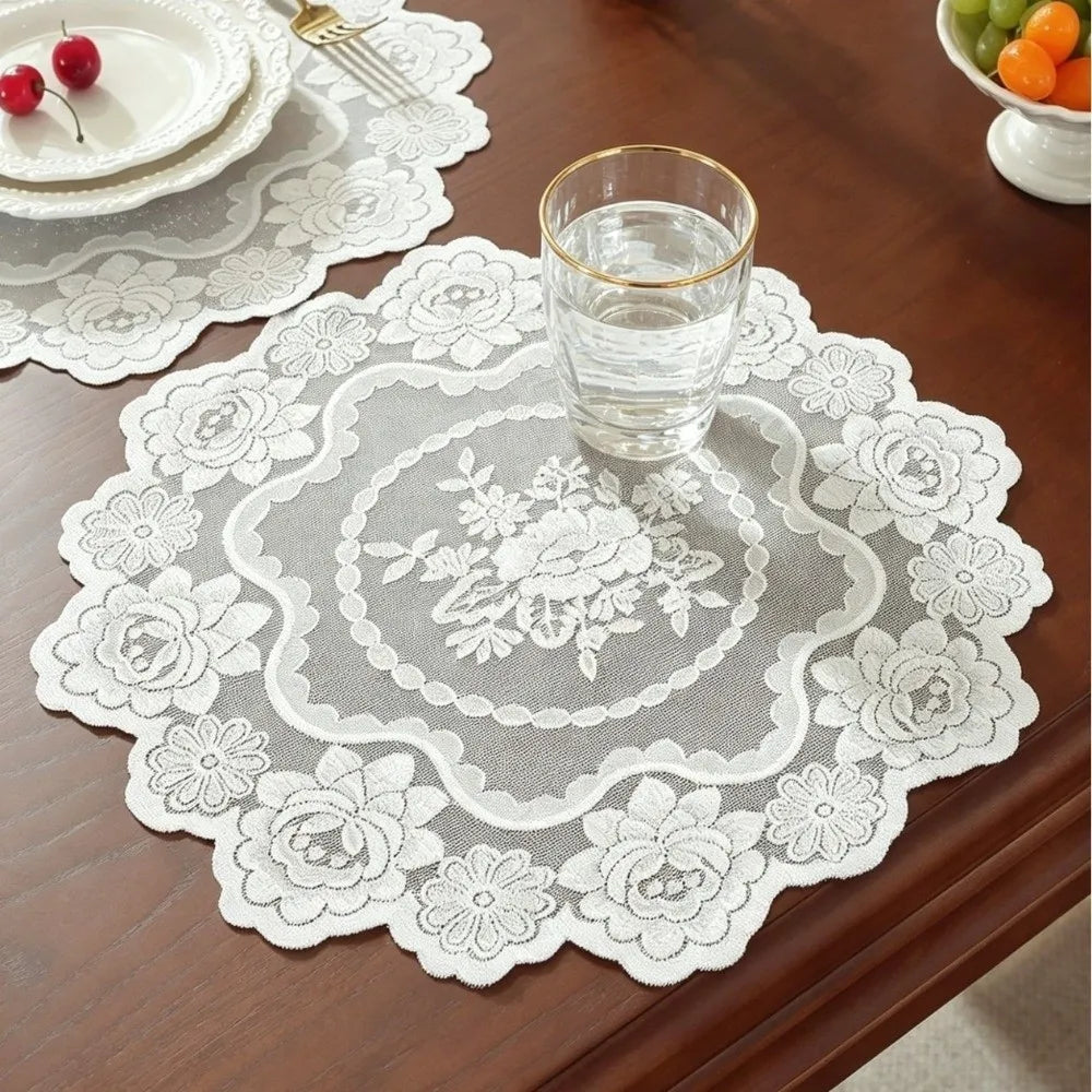 Vintage Lace Doily Placemat – Round Floral Table Mat 40cm