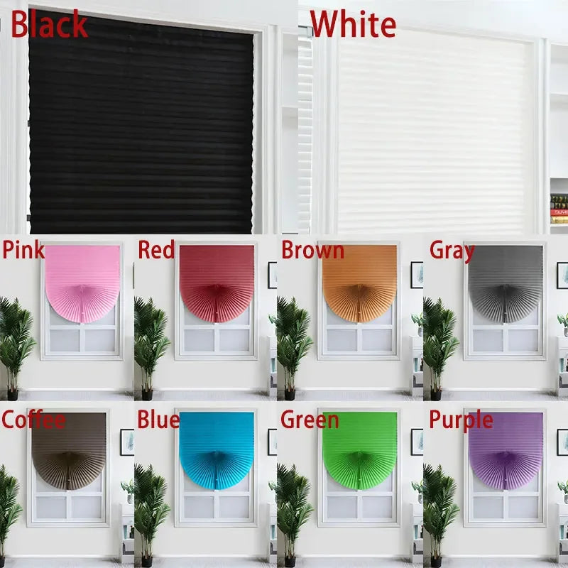Self-Adhesive Pleated Blinds – No-Drill Folding Curtain 4 Colors