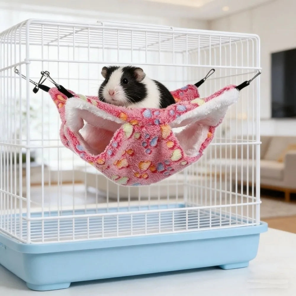 Hanging Pet Hammock – Double-Layer Fleece Nest for Small Animals