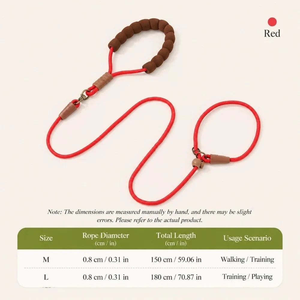 Nylon Slip Lead Dog Leash – Soft Grip Training Rope for Small Dogs