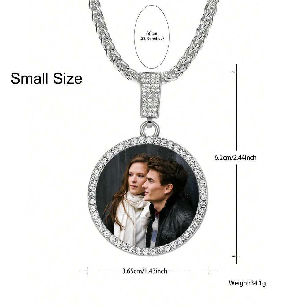 Custom Photo Medallion Necklace – Hip Hop Iced Out Round Pendant