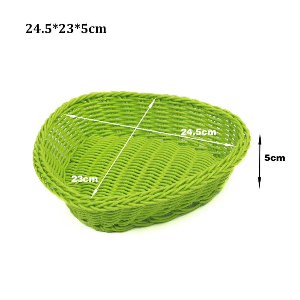 Woven Rattan-Style Serving Basket – Bread, Fruit & Utensil Tray