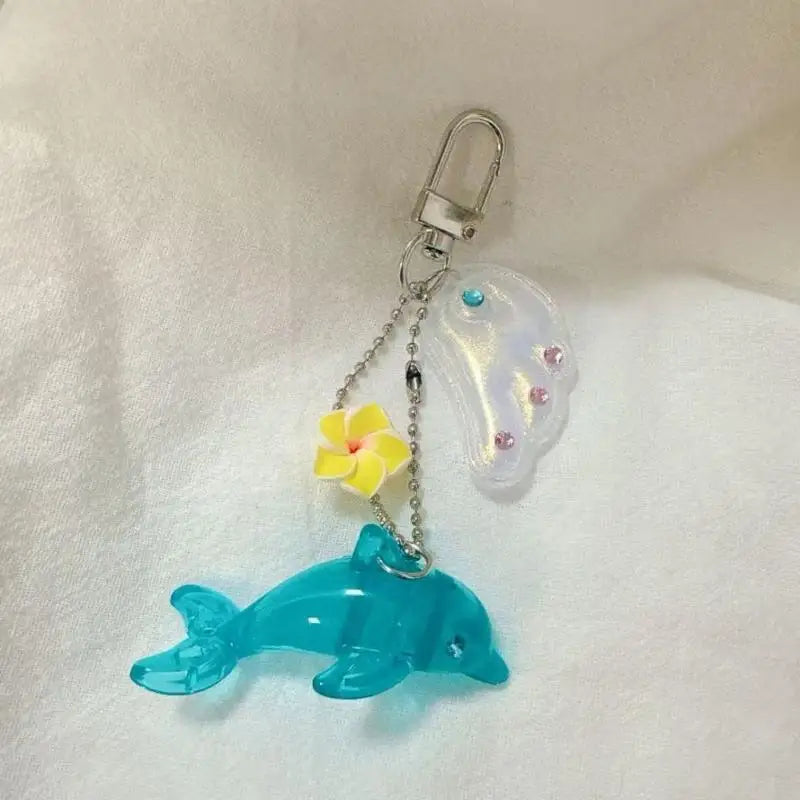 Y2K Dolphin Keychain – Vintage Resin Bag Charm Pendant