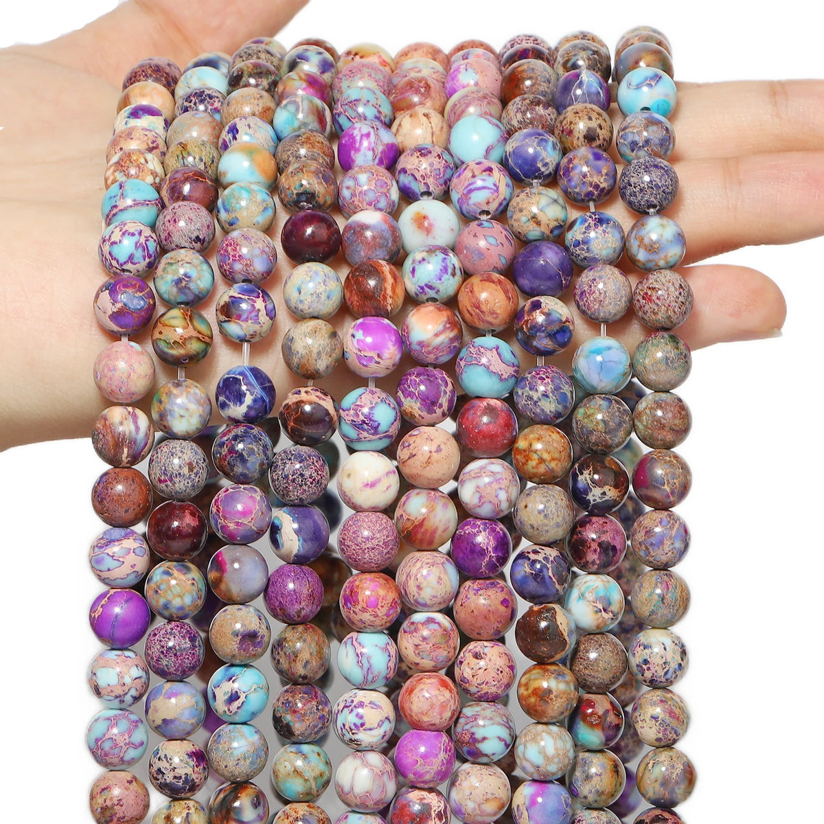 Yooperlite Fire Sodalite Round Stone Beads – 15" Jewelry Strand