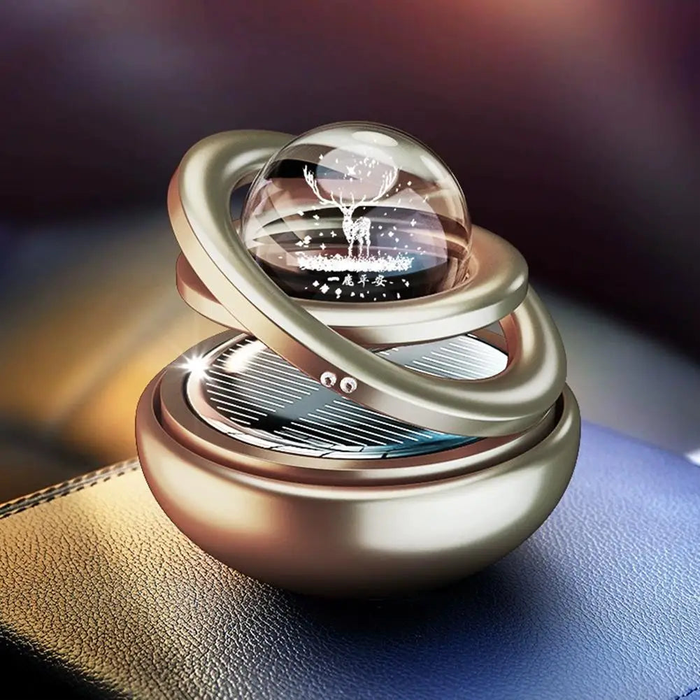 Solar Rotating Crystal Ball Car Aromatherapy Hanging Ornament