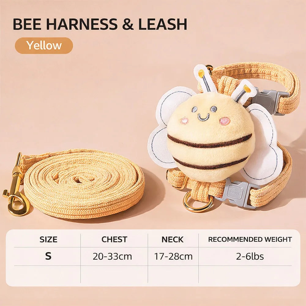 Cartoon Bee Cat & Dog Harness – Adjustable Walking Vest