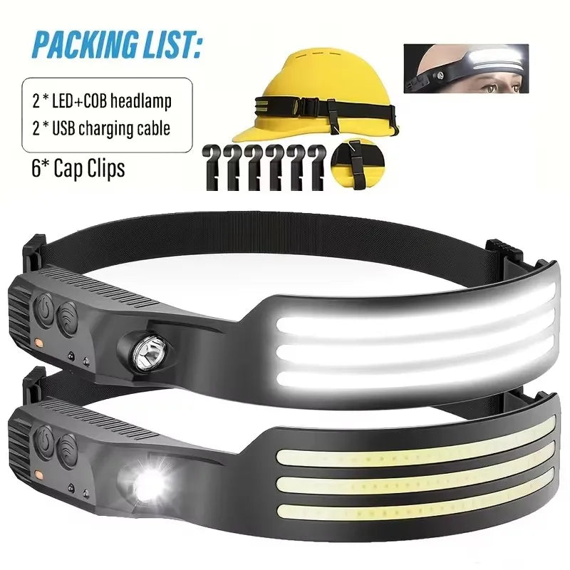 USB Rechargeable COB LED Headlamp | Sensor Touch, IPX4