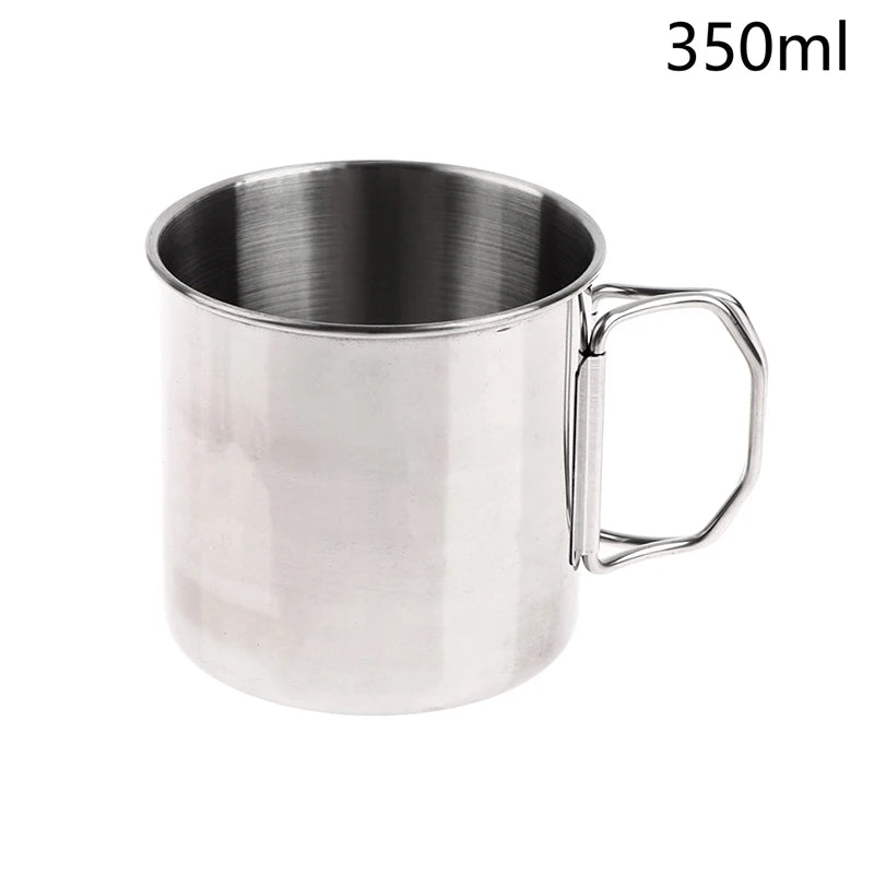 Stainless Steel Folding Handle Camping Cup – Portable Carabiner