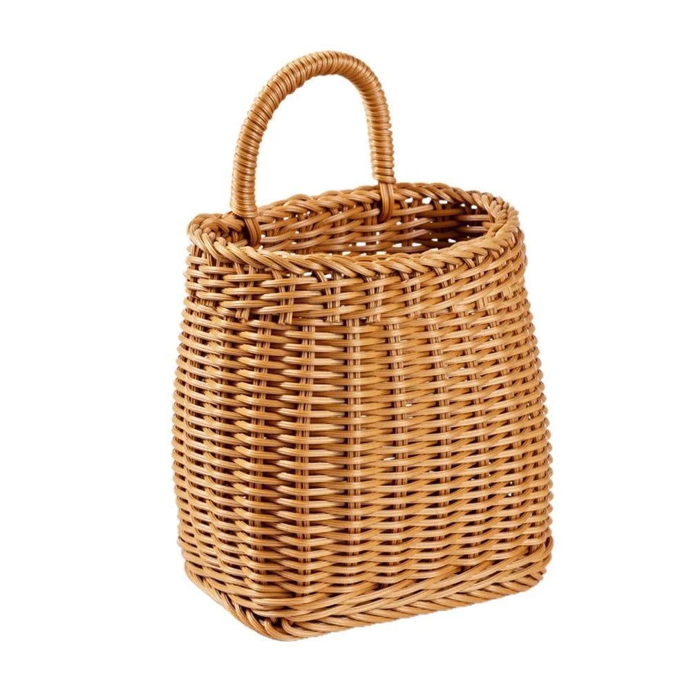Woven Wicker Wall Hanging Basket – Rattan Storage Organizer