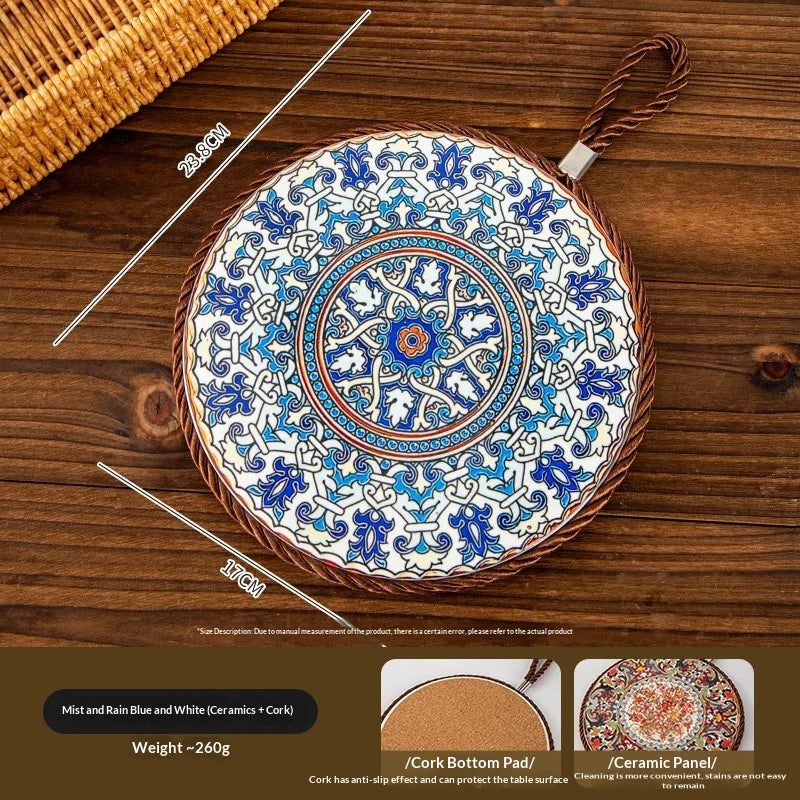 Vintage Ceramic Trivet Mat – Heat Resistant Non-Slip Table Pad