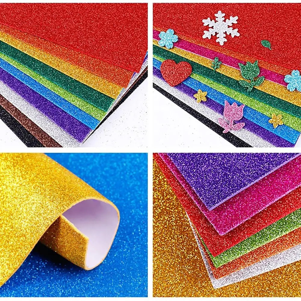 Self-Adhesive Glitter EVA Foam Paper A4 – 10-Pack Craft Sheets