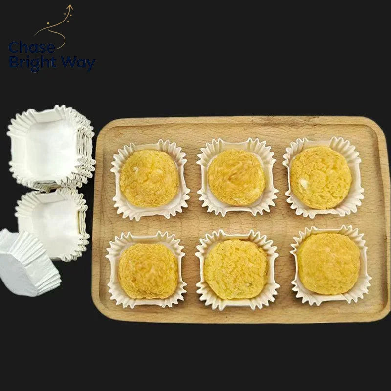 Square Mooncake Paper Liners 100/220Pcs – Oil-Proof Brownie Cups