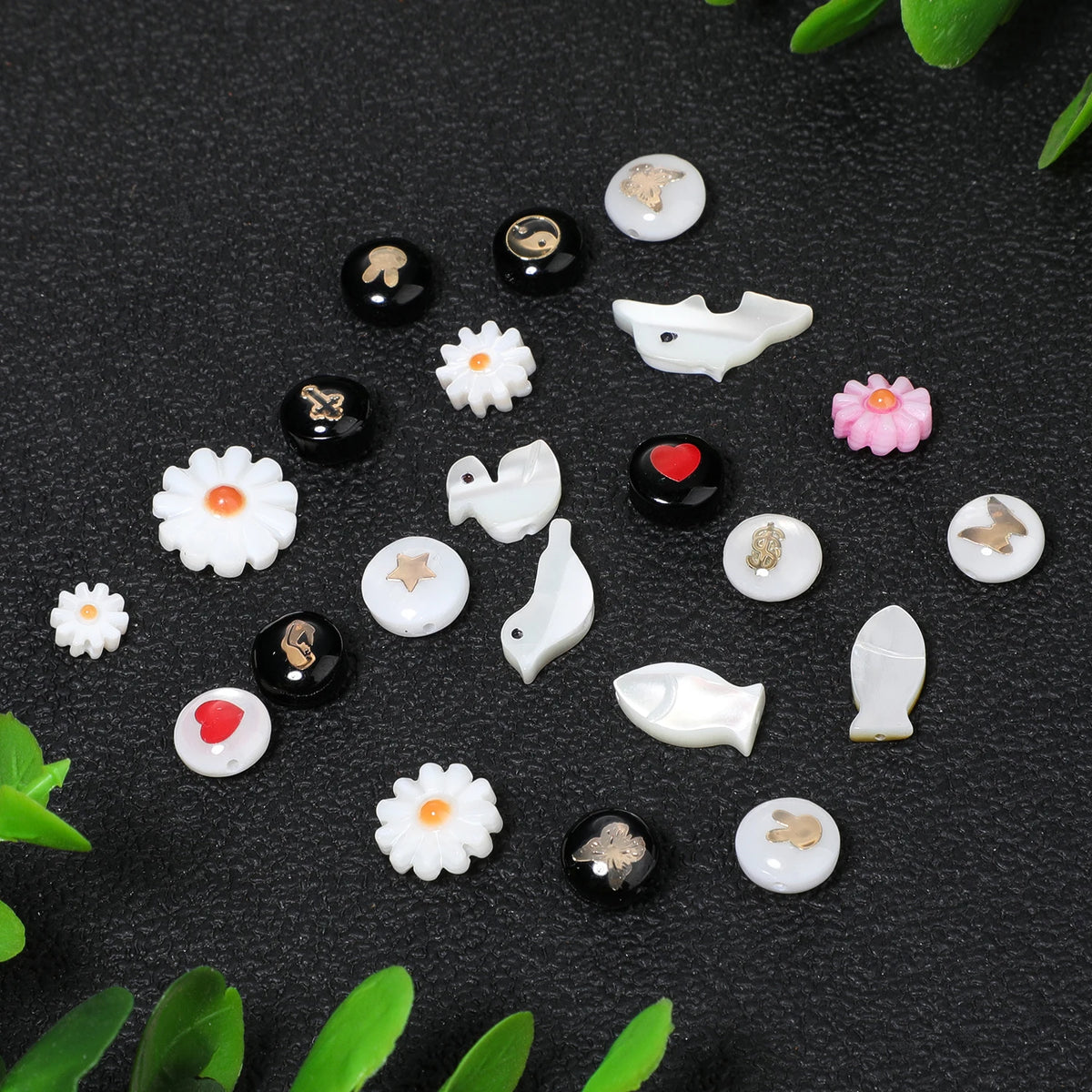 Natural Shell Beads – Fish Daisy Bird Loose Spacer Beads for DIY