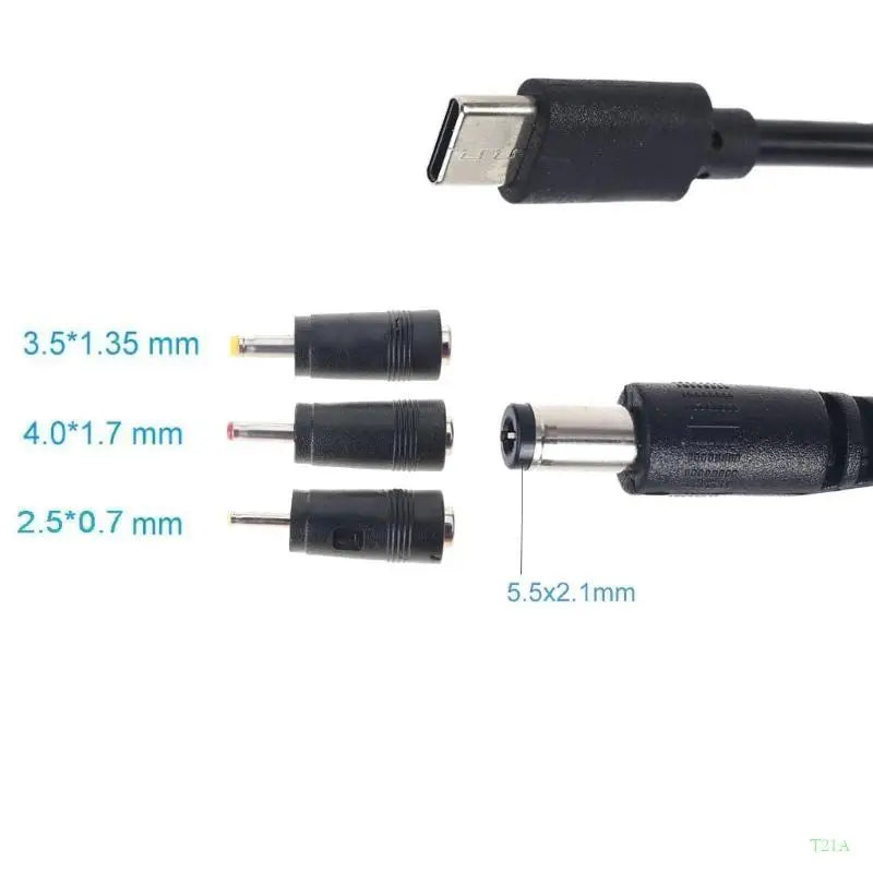 USB-C to 5.5mm 2.1mm DC Power Cable with 3 Adapters, 100cm