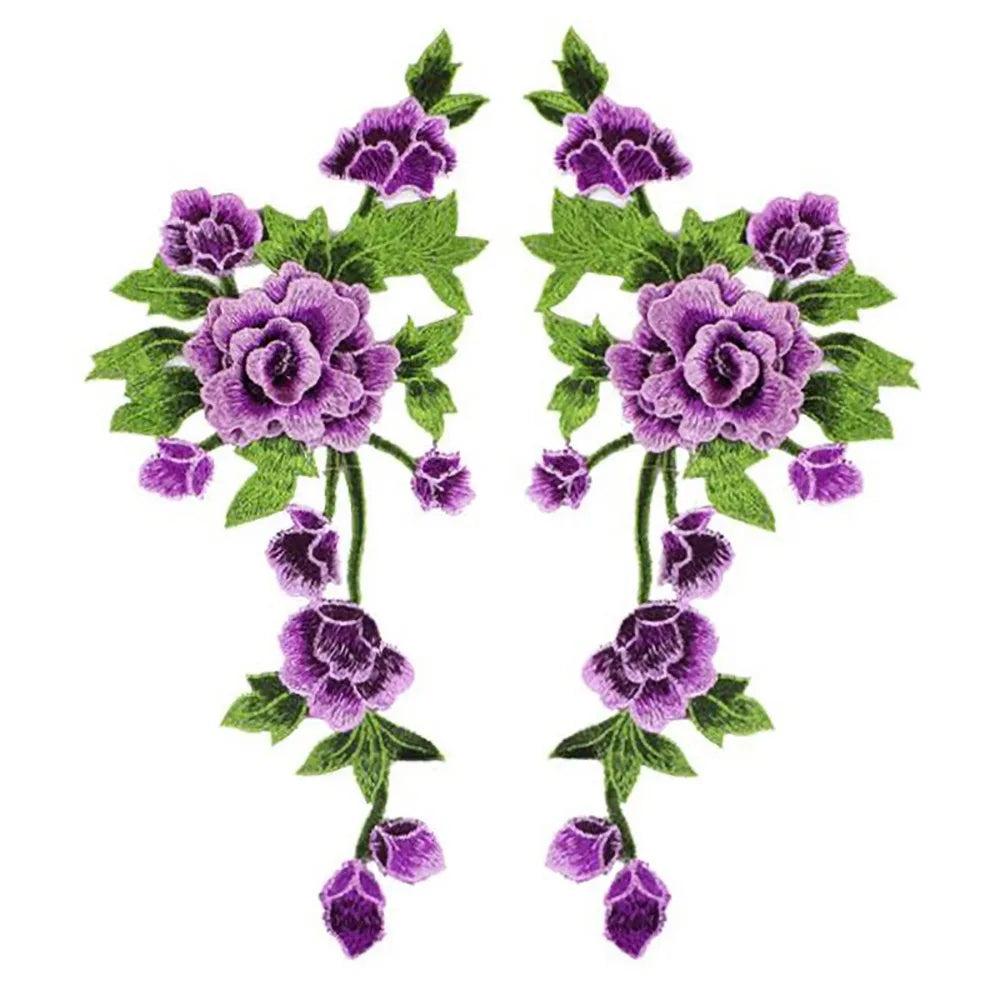 3D Floral Embroidery Applique Patch Pair – DIY Wedding Decor