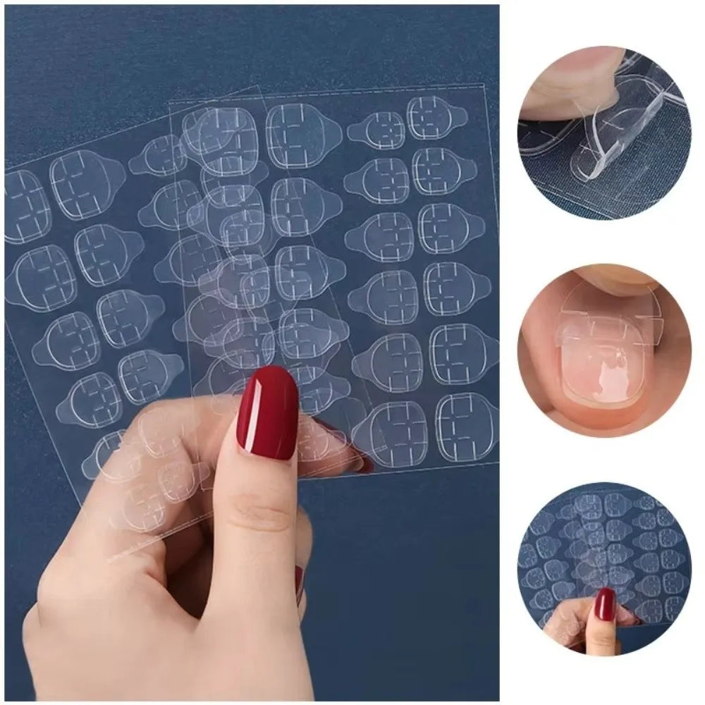 Nail Jelly Glue Double-Sided Tabs – 24 False Nail Stickers