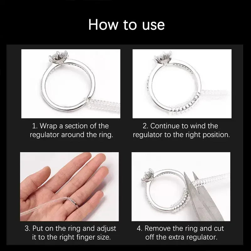 Transparent Silicone Ring Size Adjuster – Spiral Resizer Tool