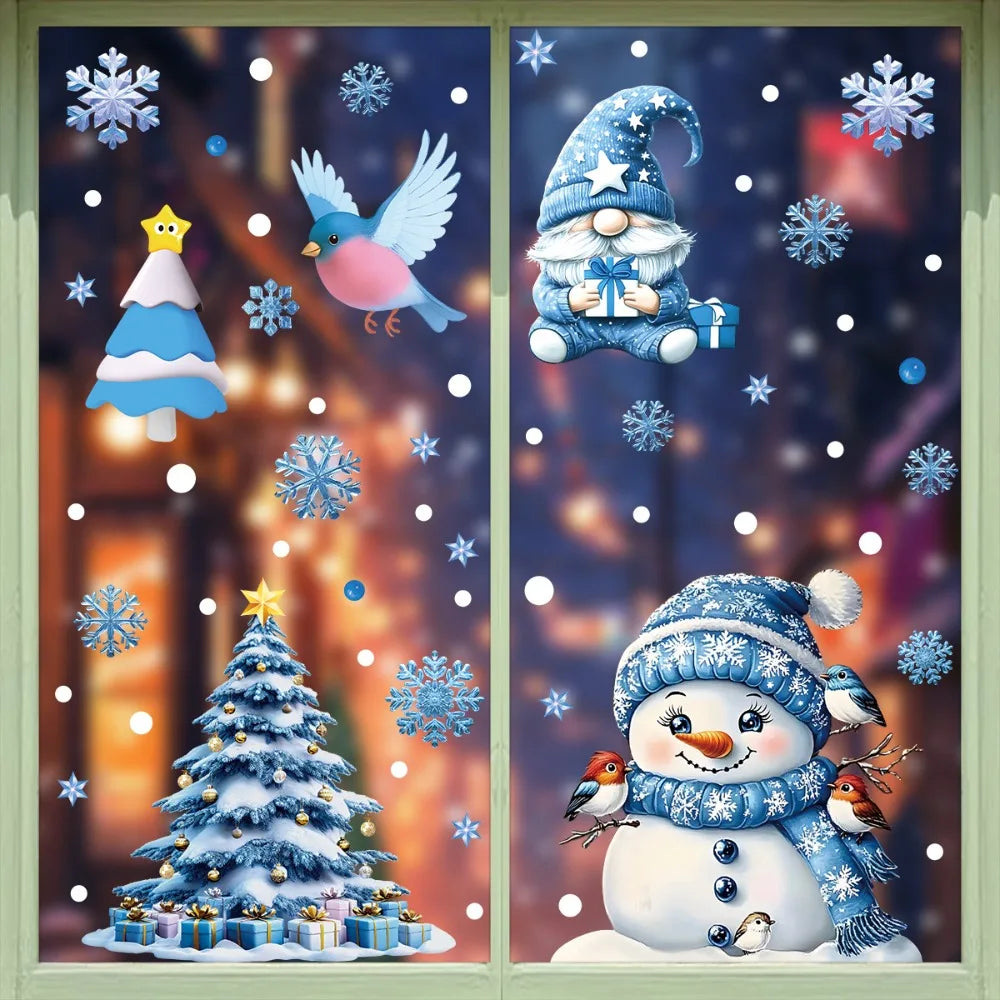 PVC Christmas Window Stickers – Santa, Snowman & Snowflake