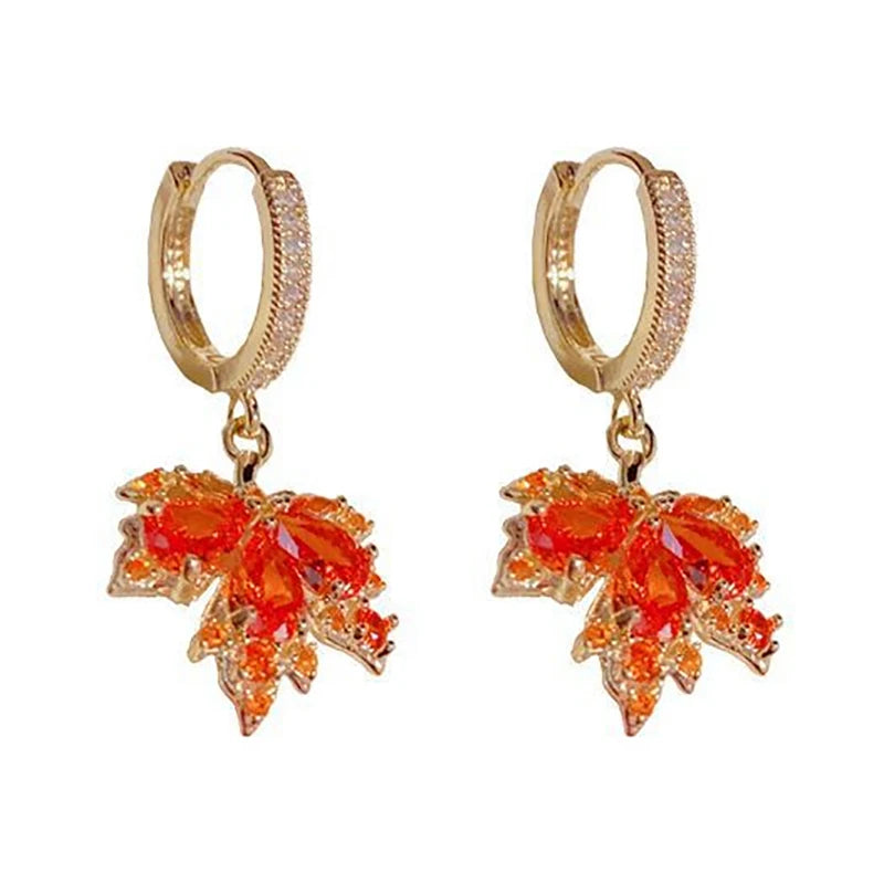 Red Leaf Pendant Necklace – Adjustable Chain for Women