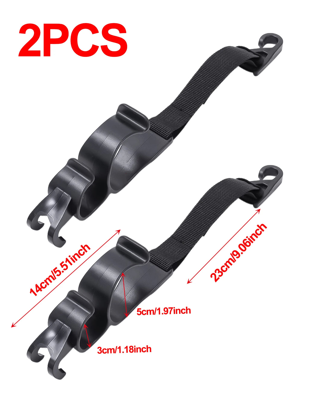 Car Headrest Hooks 2-Pack – Rear Seat Hanging Organizer