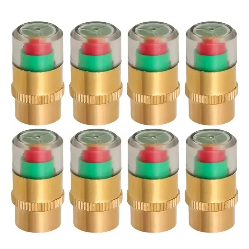 Tire Pressure Indicator Valve Caps – Color Alert, 1 or 8 Pack