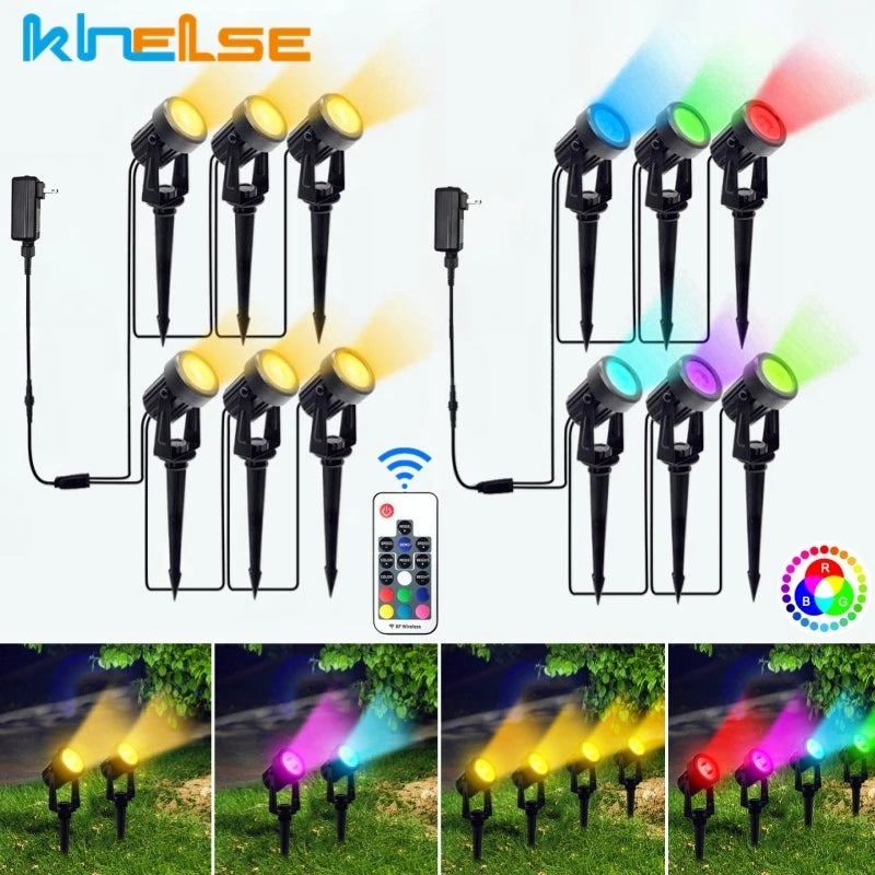 Outdoor RGB LED Lawn Spike Lamp IP65 Remote Control Garden Light