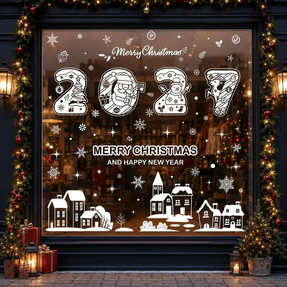 Christmas Window Clings – Snowflake Snowman Santa Glass Decals