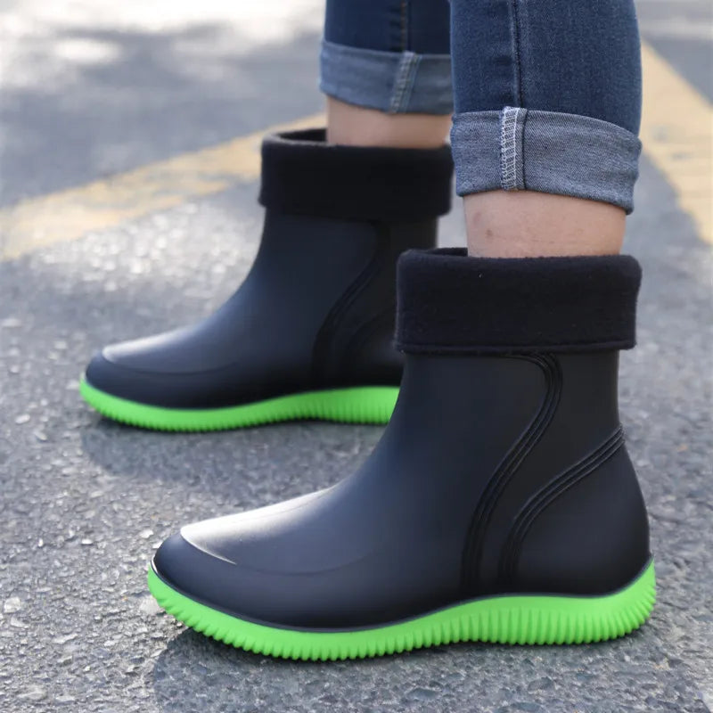 LEDP Unisex Waterproof Ankle Rain Boots | Non-Slip PVC
