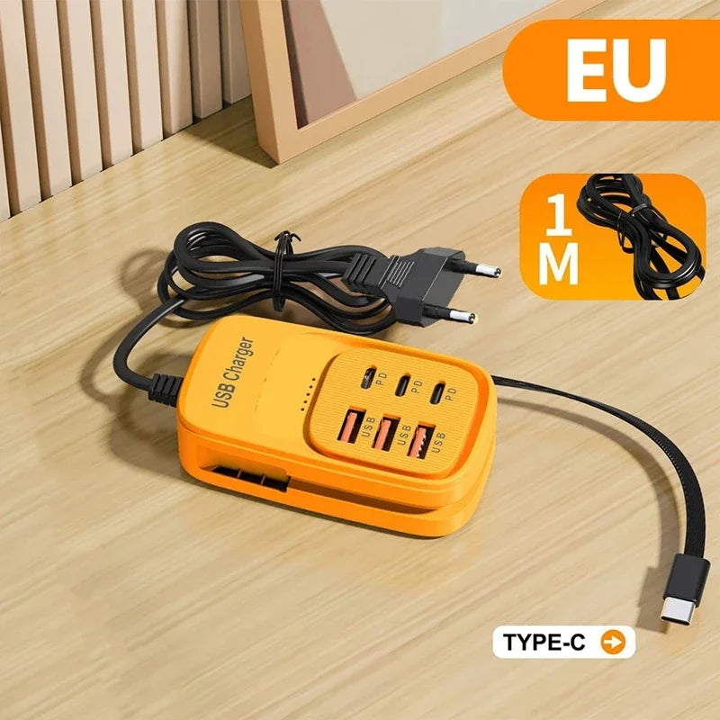 6-in-1 Desktop Charging Station | 3 PD USB-C & 3 USB-A Fast
